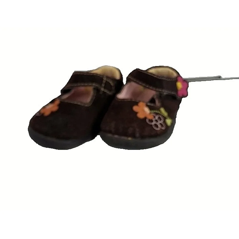 Genuine Kids By Oshkosh Brown Suede Flower Mary Jane Toddler Shoes‎ Size 2